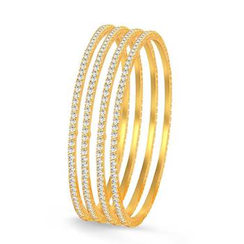 Gold Finish Austrion Stone Gold Finish 4 Pc Bangle Set 1