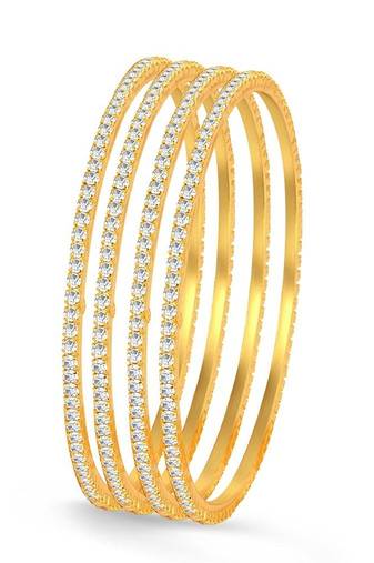 Gold Finish Austrion Stone Gold Finish 4 Pc Bangle Set