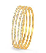 Gold Finish Austrion Stone Gold Finish 4 Pc Bangle Set