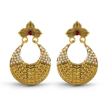 Antique Finish Exquitely Design Pearl Dangle Earrings 4