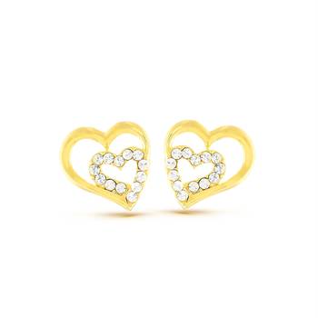 Love Heart Shape Gold Finishwhite Stone Girls Like Pendant Set 3