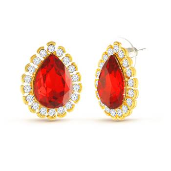 Fancy Design Simple Red Stone Gold Finish Tops 1