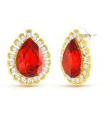 Fancy Design Simple Red Stone Gold Finish Tops