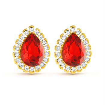 Fancy Design Simple Red Stone Gold Finish Tops 2