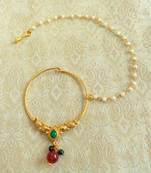 multicolour big size pearl chain bridal nose ring pin  