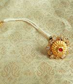 Lalso Multicolor Pearl AD Bor Borla Maang Tikka Wedding and Festival Jewelry
