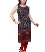 Black woven cotton stitched kurtas-and-kurtis