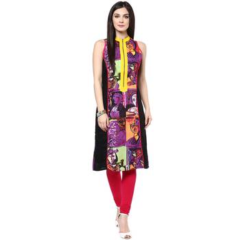Purple printed cotton stitched kurtas-and-kurtis 1