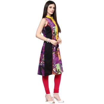Purple printed cotton stitched kurtas-and-kurtis 3