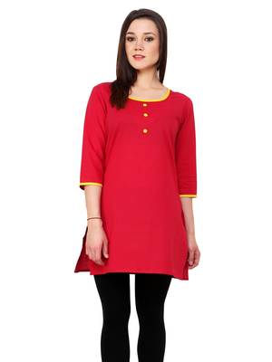 Pink woven cotton stitched kurtas-and-kurtis 1