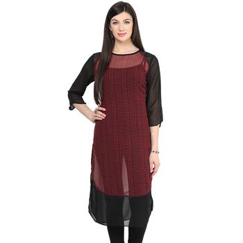 Red printed georgette stitched kurtas-and-kurtis 1