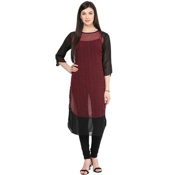 Red printed georgette stitched kurtas-and-kurtis 5