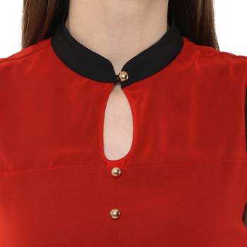 Red plain polyester stitched kurtas-and-kurtis 4