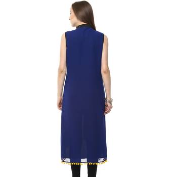 Blue plain polyester stitched kurtas-and-kurtis 2