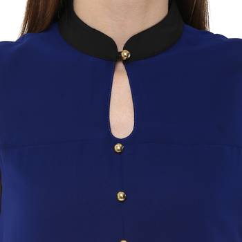 Blue plain polyester stitched kurtas-and-kurtis 4