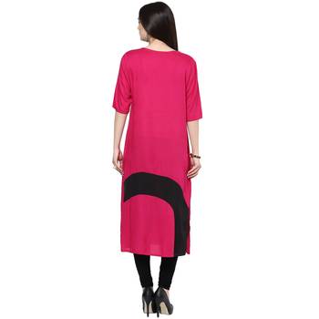 Pink plain rayon stitched kurtas-and-kurtis 2