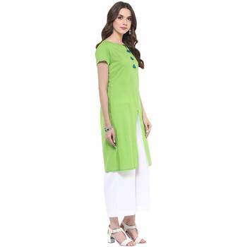Light green plain cotton stitched kurtas-and-kurtis 3