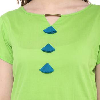 Light green plain cotton stitched kurtas-and-kurtis 4