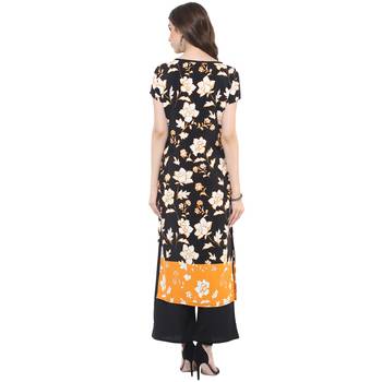 Black printed polyester stitched kurtas-and-kurtis 2