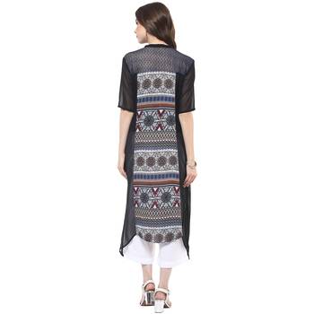 Black printed polyester stitched kurtas-and-kurtis 2