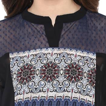 Black printed polyester stitched kurtas-and-kurtis 4