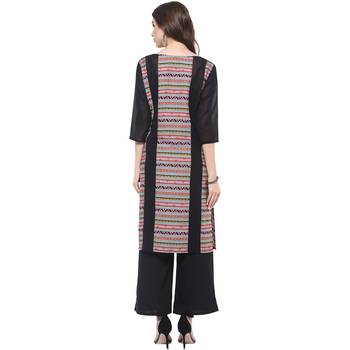Black printed polyester stitched kurtas-and-kurtis 2