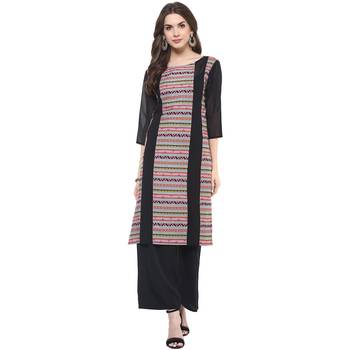 Black printed polyester stitched kurtas-and-kurtis 5