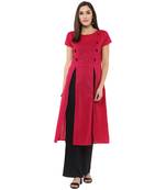 Pink plain cotton stitched kurtas-and-kurtis