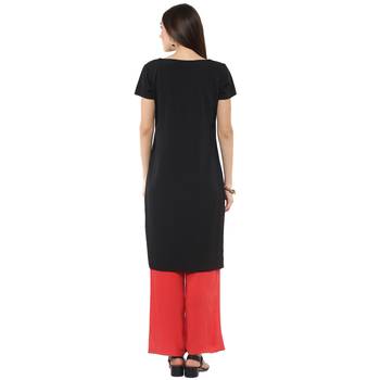 Black printed polyester stitched kurtas-and-kurtis 2