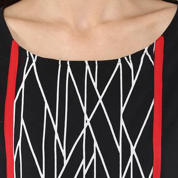 Black printed polyester stitched kurtas-and-kurtis 4