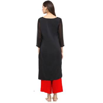 Black woven crepe stitched kurtas-and-kurtis 2