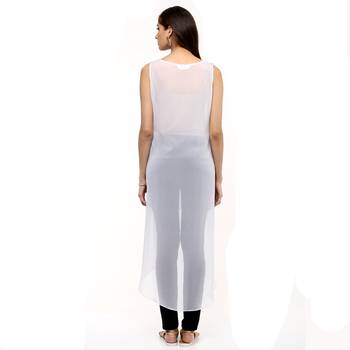 White plain georgette stitched kurtas-and-kurtis 2