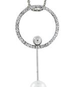 Eternity Circle Crystal Pearl CZ American Diamond Long Chain Necklace for Girls Women