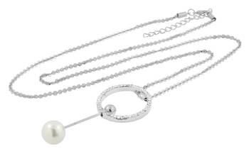Eternity Circle Crystal Pearl CZ American Diamond Long Chain Necklace for Girls Women 2