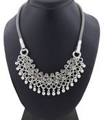 Tribal Bohemian Afghan Choker Statement Grey Crystal Antique Oxidized Silver Long Necklace Chain Girls Women