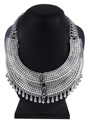 Bridal Antique Tribal Afghani Bohemian Oxidised German Silver Heavy Choker Necklace Girls Women 3