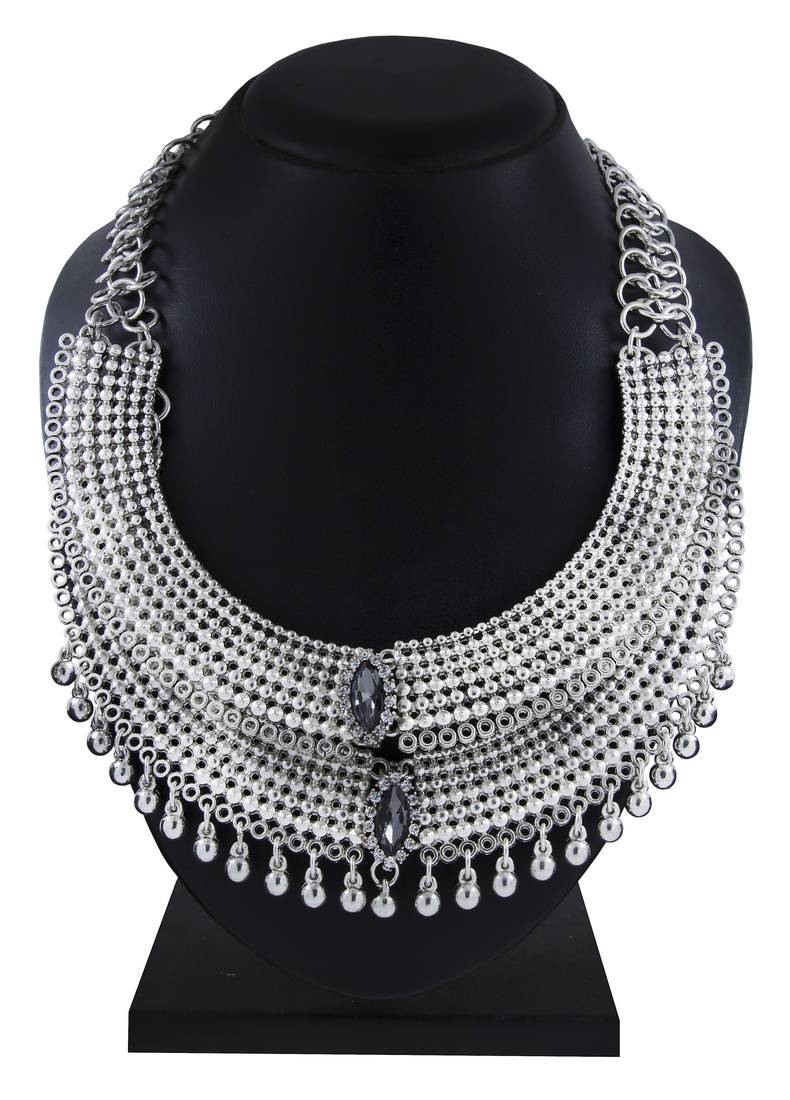 Bridal Antique Tribal Afghani Bohemian Oxidised German Silver Heavy Choker Necklace Girls Women