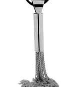 Dangling Dazzler 18K Glossy Silver Plated Leather Chain Pendant Statement Necklace for Girls Women