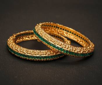 Jadau Emerald Gold Plated Bangle 1