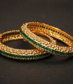 Jadau Emerald Gold Plated Bangle