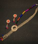Classy Colored Stone Pearl Necklace Set