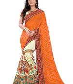 Orange Embroidered Georgette Saree With Blouse