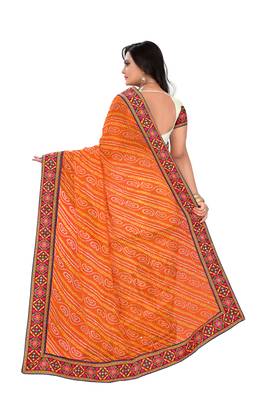 Orange Embroidered Georgette Saree With Blouse 2
