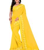 Yellow Woven Georgette Saree With Blouse