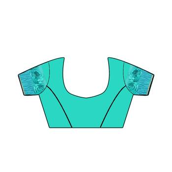 Turquoise Woven Georgette Saree With Blouse 4
