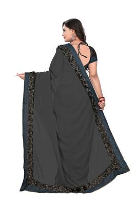 Grey Woven Georgette Saree With Blouse 2