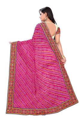 Pink Embroidered Georgette Saree With Blouse 2