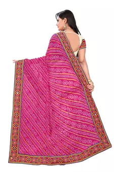 Pink Embroidered Georgette Saree With Blouse