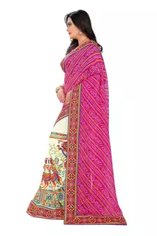 Pink Embroidered Georgette Saree With Blouse