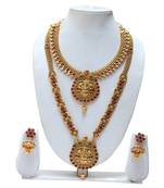 Fabulous maroon colour laxmi haram necklace set with earring